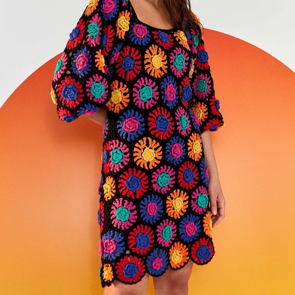 FARM Rio Dresses & Skirts - Crochet Flowers Mini Dress